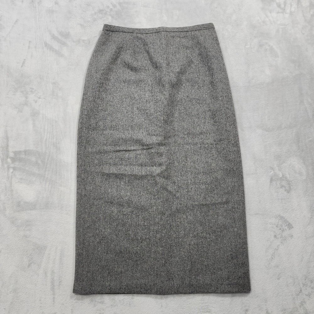Vintage Sag Harbor Skirt Womens 14 Gray Wool Blend Pencil Lined Midi Office